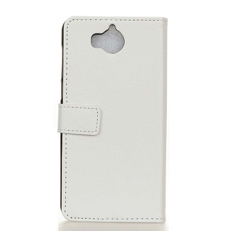 Litchi Texture Wallet Leather Stand Phone Casing for Huawei Y5 (2017) / Y6 (2017) - White-2