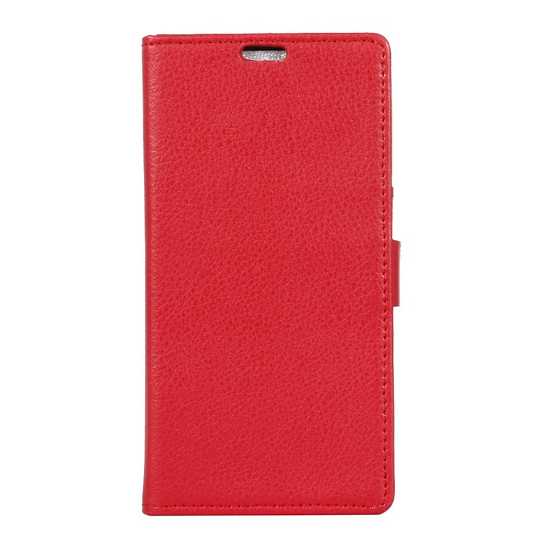 Litchi Texture Wallet Leather Stand Phone Case for Huawei Y5 (2017) / Y6 (2017) - Red-1