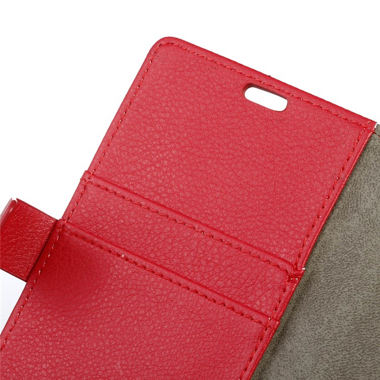 Litchi Texture Wallet Leather Stand Phone Case for Huawei Y5 (2017) / Y6 (2017) - Red-3