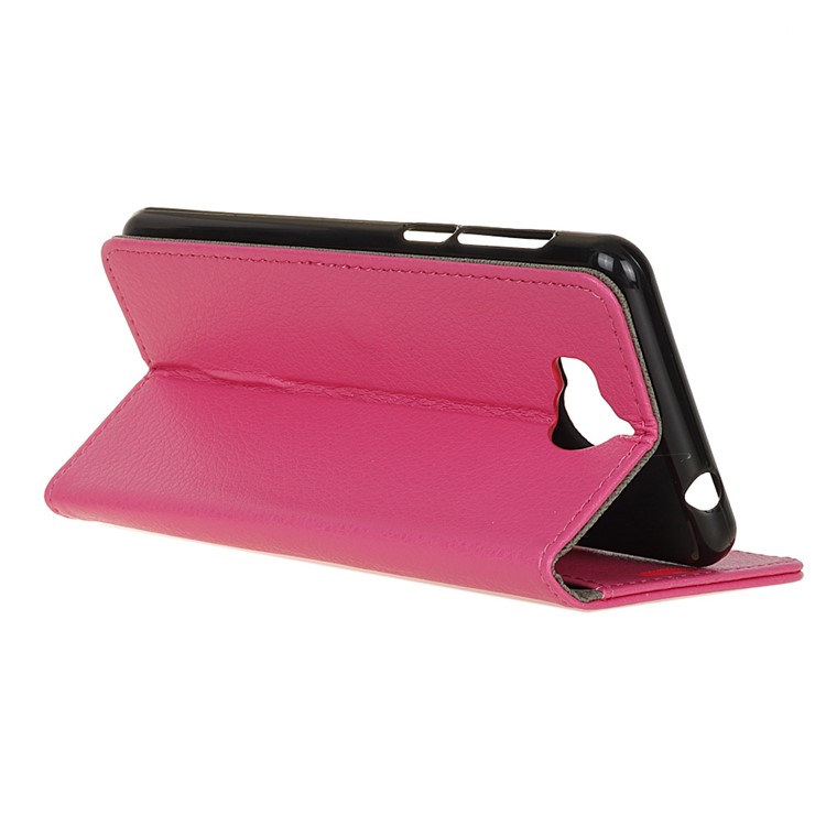 For Huawei Y5 (2017) / Y6 (2017) Litchi Texture Wallet Leather Stand Phone Shell - Rose-5