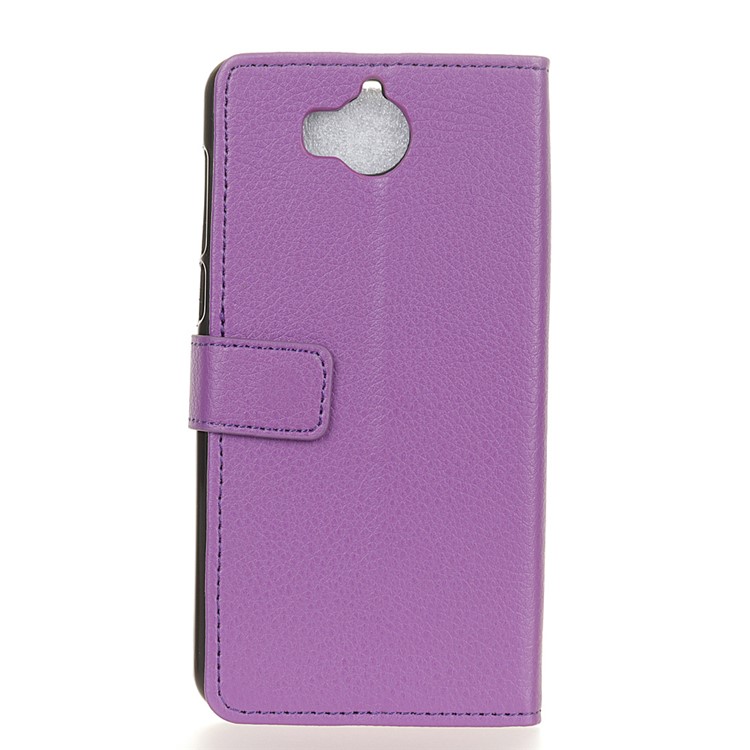 For Huawei Y5 (2017) / Y6 (2017) Litchi Texture Wallet Leather Stand Phone Casing - Purple-2