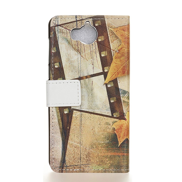 Pattern Printing Leather Wallet Stand Case for Huawei Y5 (2017) / Y6 (2017) - Eiffel Tower and Maple Leaves-2