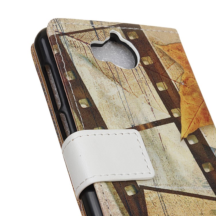 Pattern Printing Leather Wallet Stand Case for Huawei Y5 (2017) / Y6 (2017) - Eiffel Tower and Maple Leaves-3