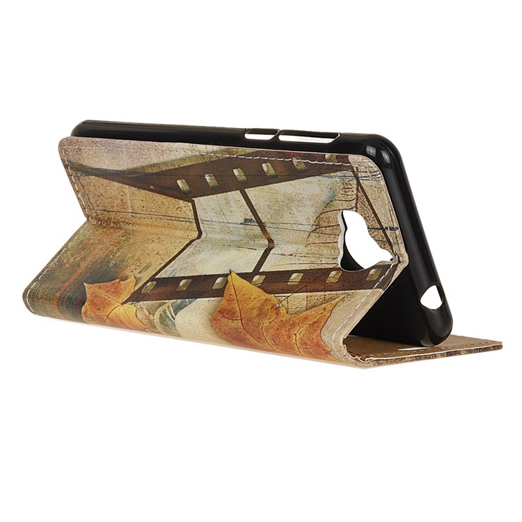 Pattern Printing Leather Wallet Stand Case for Huawei Y5 (2017) / Y6 (2017) - Eiffel Tower and Maple Leaves-4