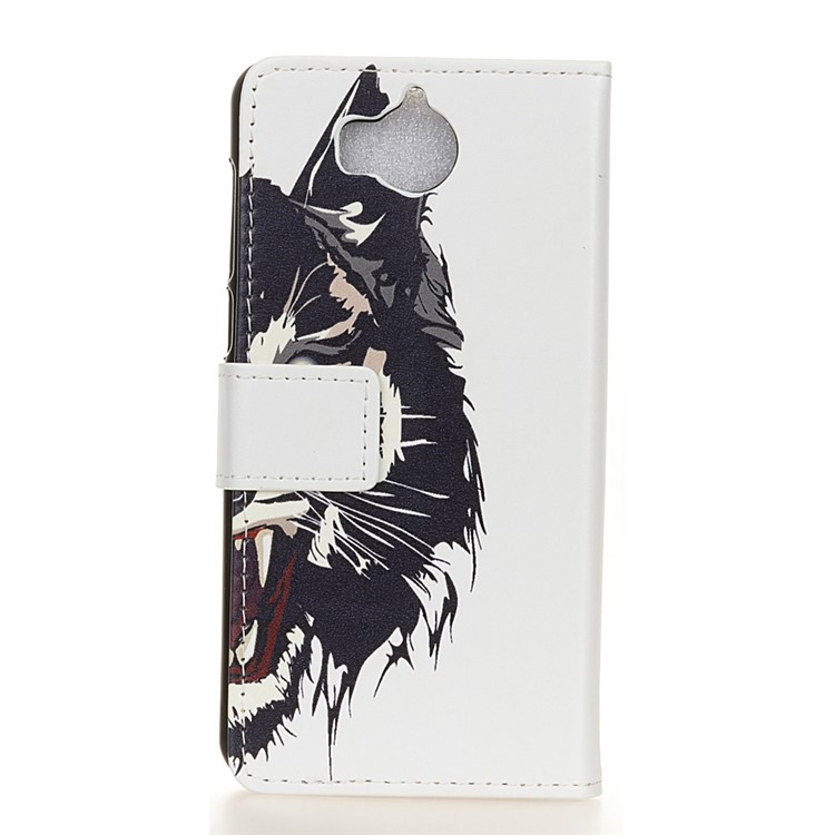 Pattern Printing Wallet PU Leather Flip Mobile Protective Shell with Card Slots for Huawei Y5 (2017) / Y6 (2017) - Fierce Tiger-2