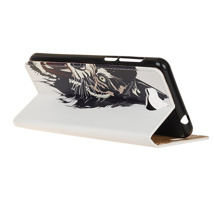 Pattern Printing Wallet PU Leather Flip Mobile Protective Shell with Card Slots for Huawei Y5 (2017) / Y6 (2017) - Fierce Tiger-4