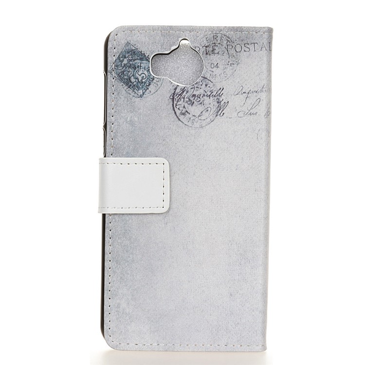 For Huawei Y5 (2017) / Y6 (2017) Pattern Printing Stand PU Leather Mobile Protective Case Accessory - American Flag and Cat Holding Heart-2