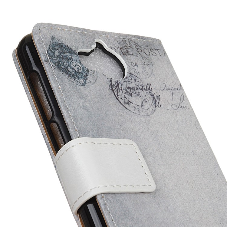 For Huawei Y5 (2017) / Y6 (2017) Pattern Printing Stand PU Leather Mobile Protective Case Accessory - American Flag and Cat Holding Heart-3