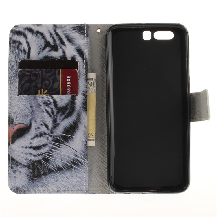 Printing Pattern Flip Leather Case Accessory with Card Holders for Huawei Honor 9 - Tiger Pattern-9