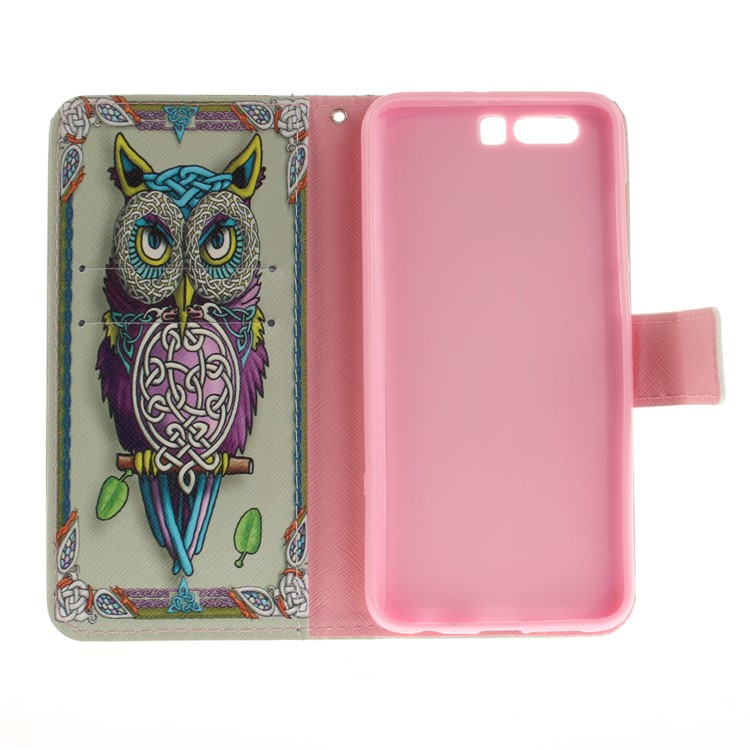 Printing Pattern Flip Leather Phone Stand Mobile Shell for Huawei Honor 9 - Colorized Owl-10