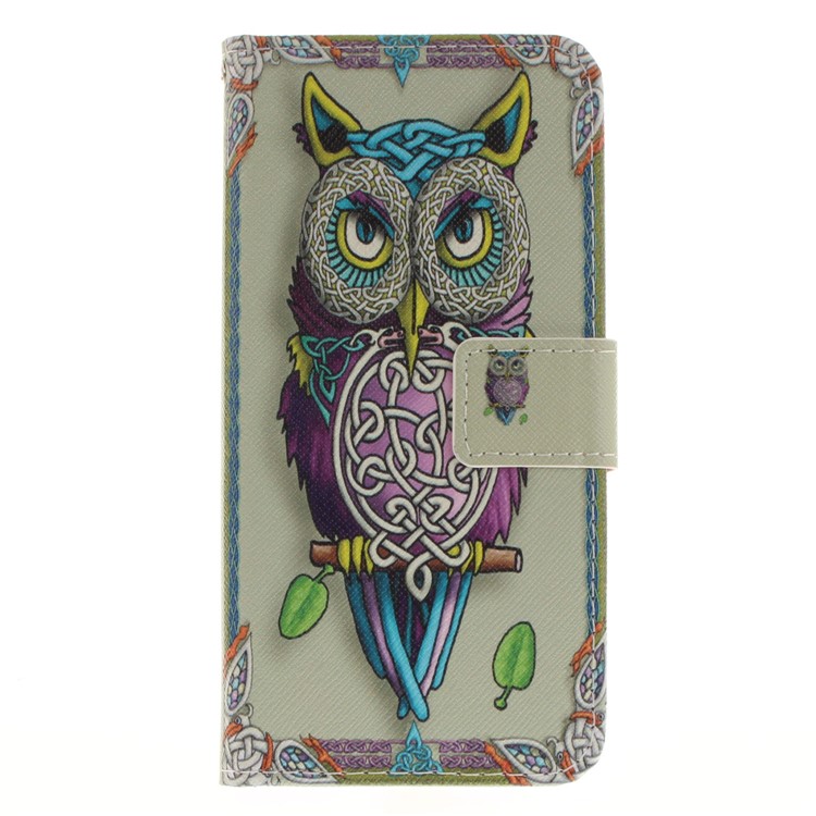 Printing Pattern Flip Leather Phone Stand Mobile Shell for Huawei Honor 9 - Colorized Owl-2