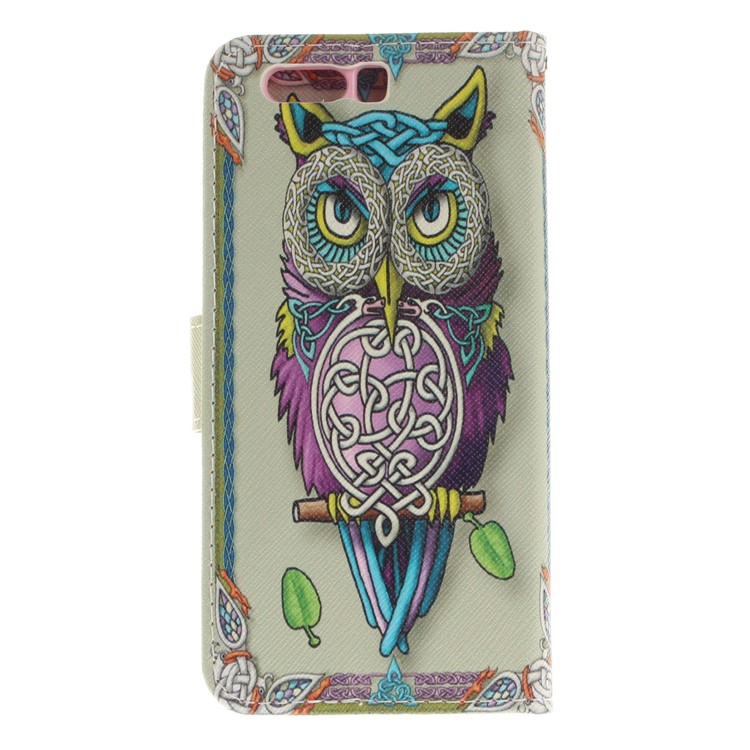 Printing Pattern Flip Leather Phone Stand Mobile Shell for Huawei Honor 9 - Colorized Owl-3