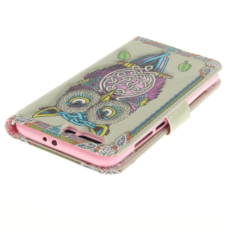 Printing Pattern Flip Leather Phone Stand Mobile Shell for Huawei Honor 9 - Colorized Owl-5