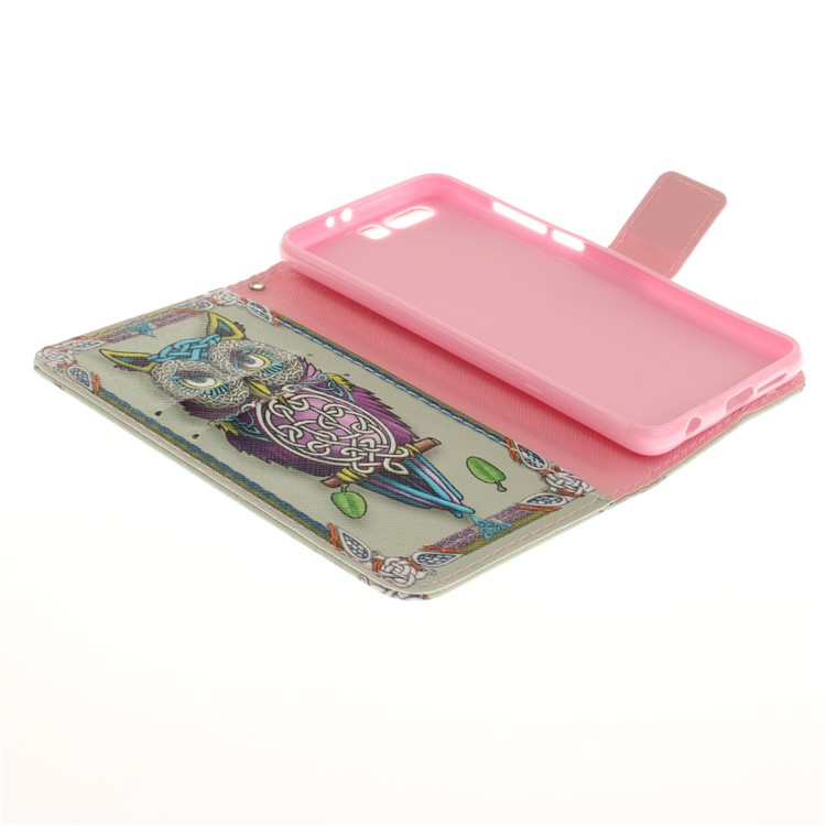 Printing Pattern Flip Leather Phone Stand Mobile Shell for Huawei Honor 9 - Colorized Owl-8