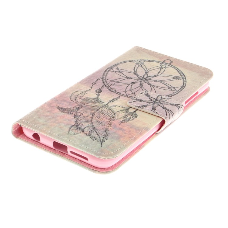 For Huawei Honor 9 Printing Pattern Folio Leather Wallet Stand Phone Case Accessory - Feather Dream Catcher-4