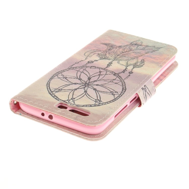 For Huawei Honor 9 Printing Pattern Folio Leather Wallet Stand Phone Case Accessory - Feather Dream Catcher-5