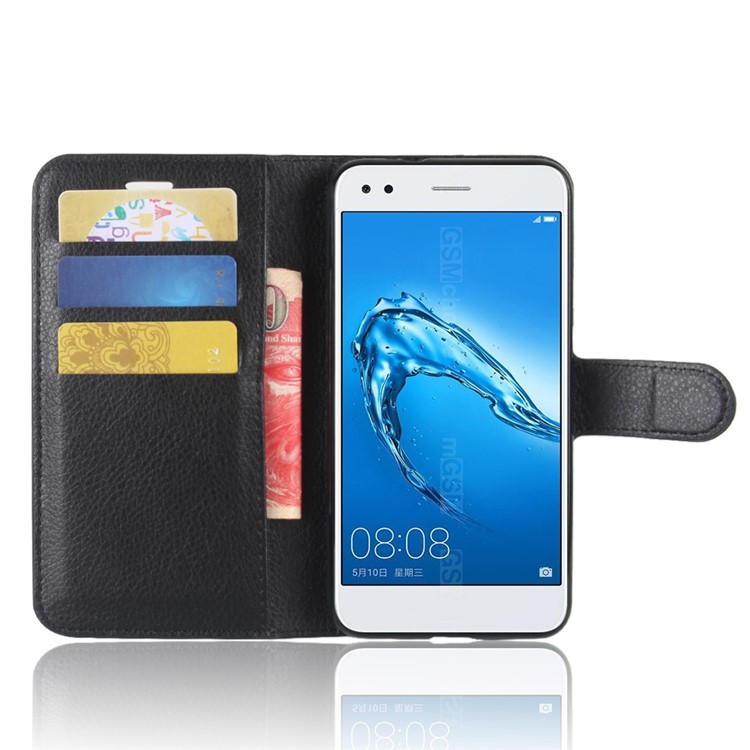 Litchi Texture Wallet Leather Stand Case for Huawei Enjoy 7 - Black-4
