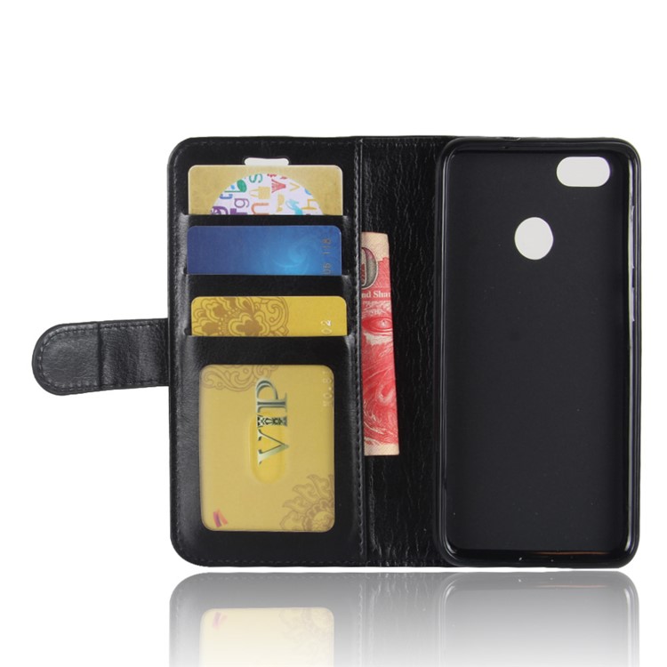 Crazy Horse Leather Stand Shell with Card Slots with Phone Slots for Huawei P9 lite mini / Enjoy 7 / Y6 Pro (2017) - Black-4