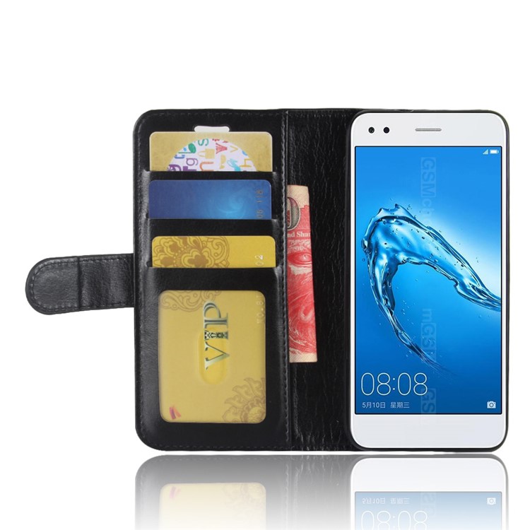 Crazy Horse Leather Stand Shell with Card Slots with Phone Slots for Huawei P9 lite mini / Enjoy 7 / Y6 Pro (2017) - Black-5