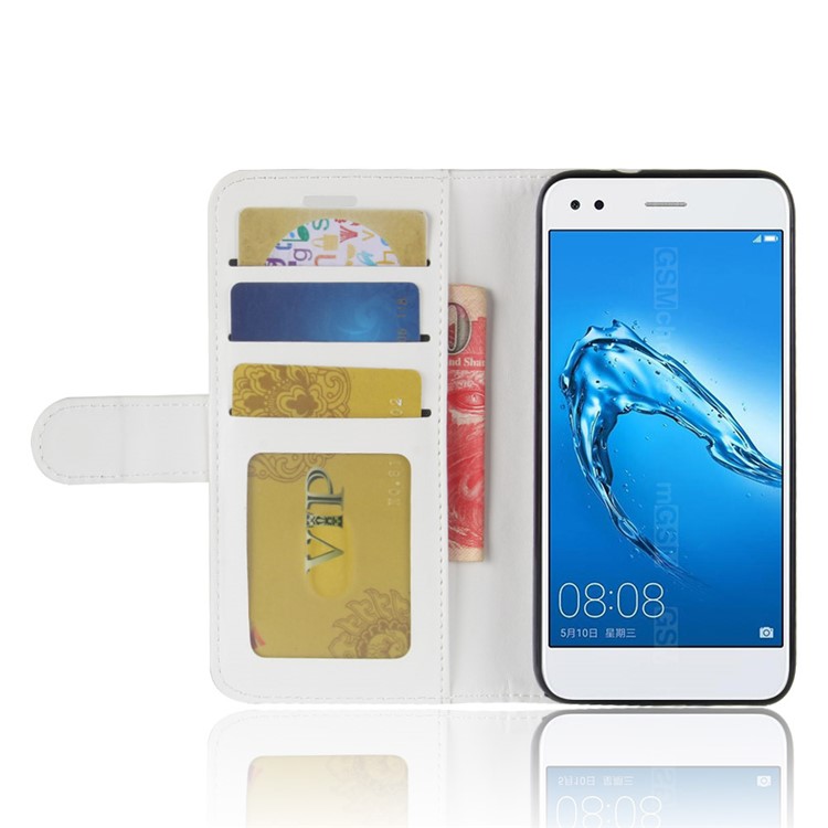 Crazy Horse Leather Flip Stand Case Accessory with Card Holders for Huawei P9 lite mini / Enjoy 7 / Y6 Pro (2017) - White-5
