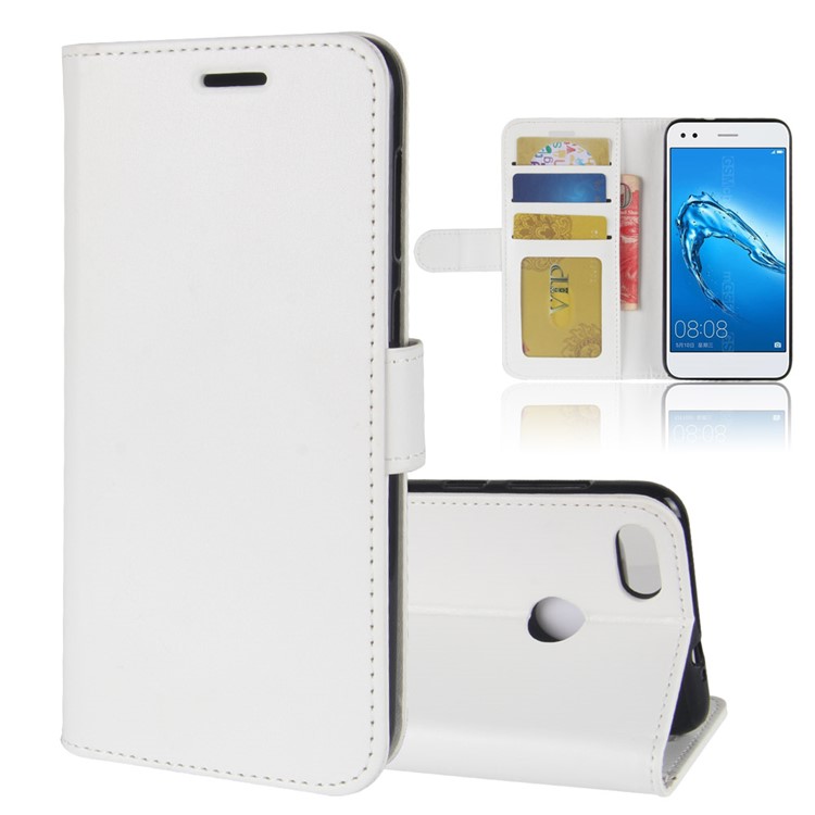 Crazy Horse Leather Flip Stand Case Accessory with Card Holders for Huawei P9 lite mini / Enjoy 7 / Y6 Pro (2017) - White-8