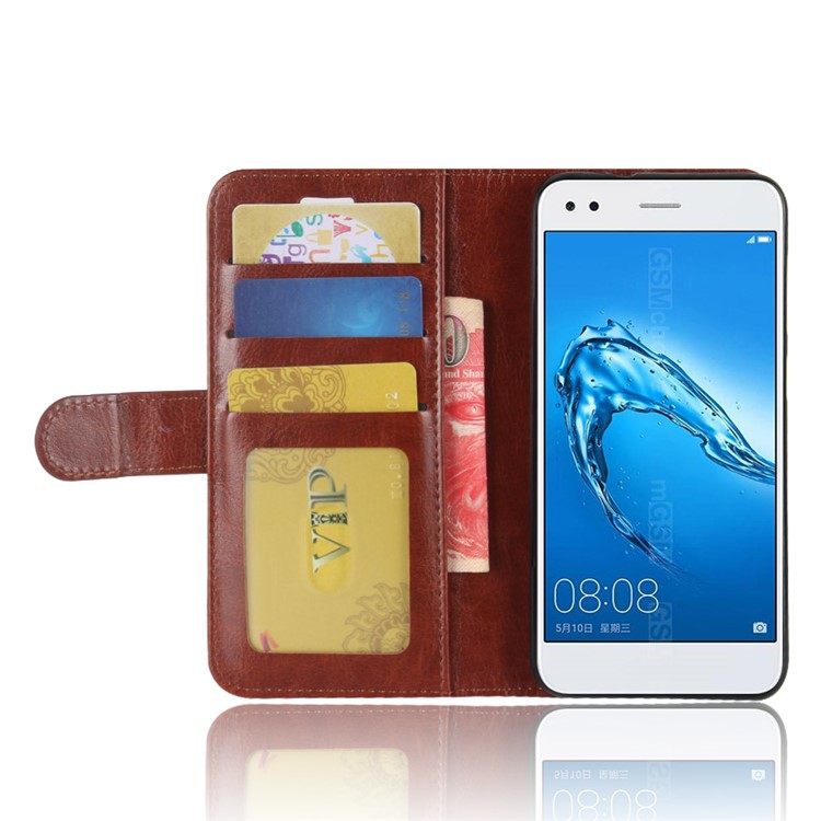 Crazy Horse Leather Stand Protective Mobile Cover Shell with Stand for Huawei P9 lite mini / Enjoy 7 / Y6 Pro (2017) - Brown-5