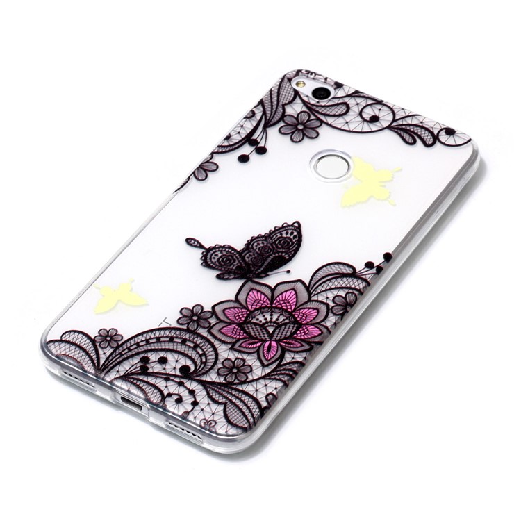 Embossing Pattern Lightweight Soft TPU Jelly Casing for Huawei P8 Lite (2017) / Honor 8 Lite - Flower and Butterfly-3