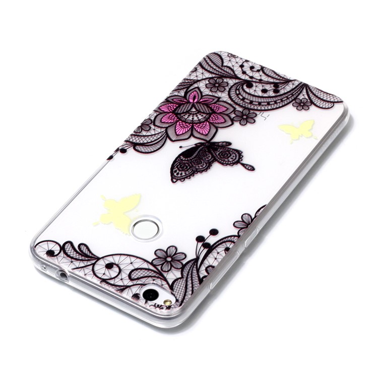 Embossing Pattern Lightweight Soft TPU Jelly Casing for Huawei P8 Lite (2017) / Honor 8 Lite - Flower and Butterfly-4