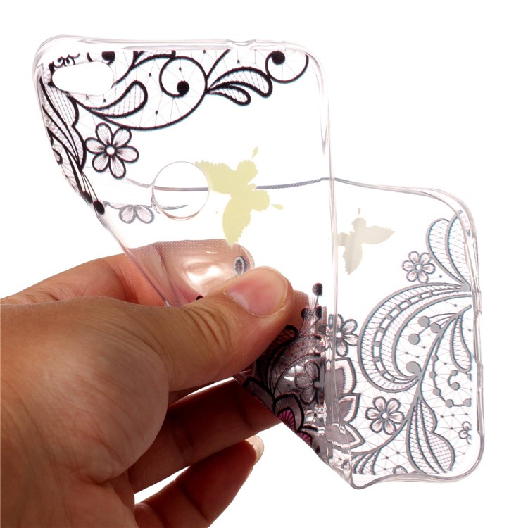 Embossing Pattern Lightweight Soft TPU Jelly Casing for Huawei P8 Lite (2017) / Honor 8 Lite - Flower and Butterfly-5