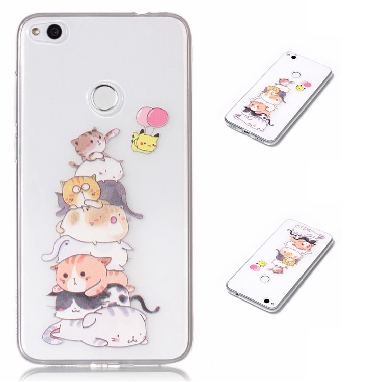 Embossment Pattern Soft TPU Featherweight Cover for Huawei P8 Lite (2017) / Honor 8 Lite - Cats-1