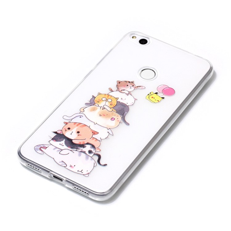 Embossment Pattern Soft TPU Featherweight Cover for Huawei P8 Lite (2017) / Honor 8 Lite - Cats-3
