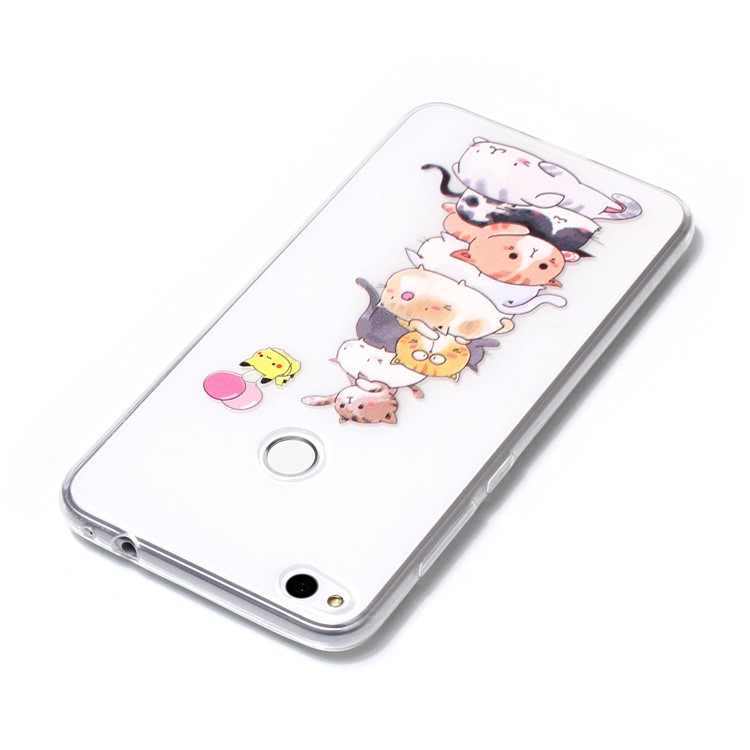 Embossment Pattern Soft TPU Featherweight Cover for Huawei P8 Lite (2017) / Honor 8 Lite - Cats-4