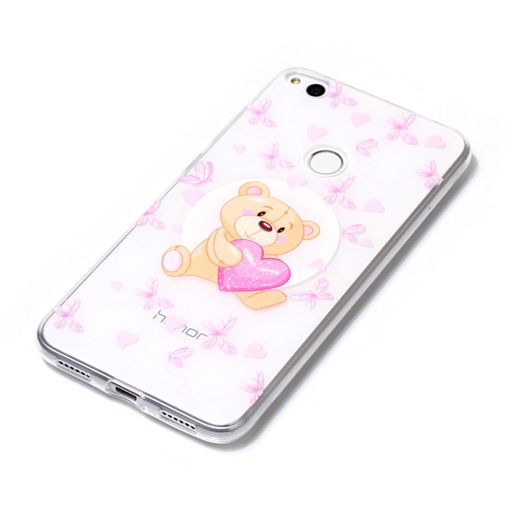 Ultra-thin Embossment Pattern Soft TPU Jelly Case for Huawei P8 Lite (2017) / Honor 8 Lite - Bear and Heart-3
