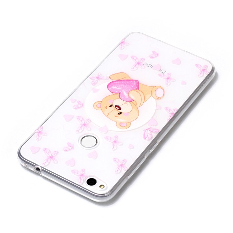 Ultra-thin Embossment Pattern Soft TPU Jelly Case for Huawei P8 Lite (2017) / Honor 8 Lite - Bear and Heart-4