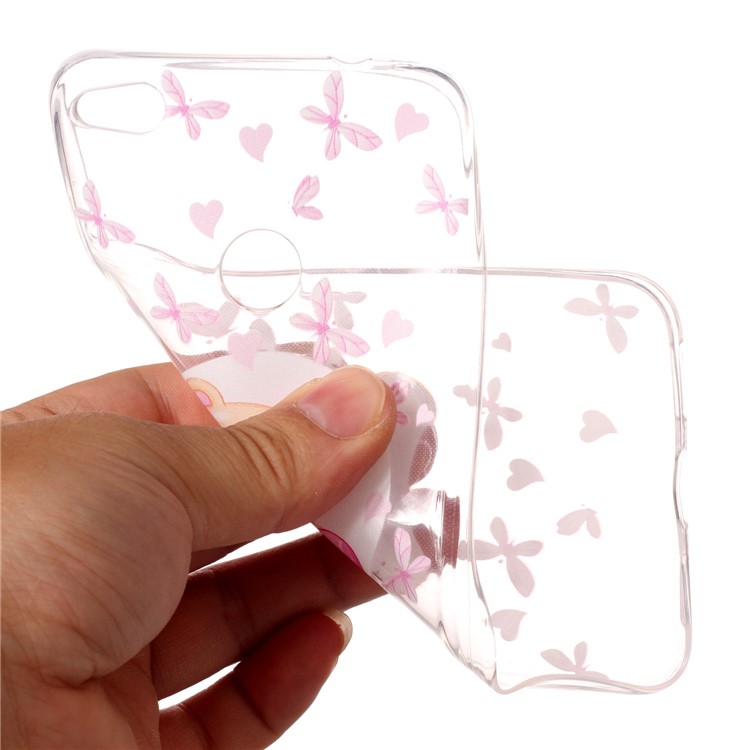 Ultra-thin Embossment Pattern Soft TPU Jelly Case for Huawei P8 Lite (2017) / Honor 8 Lite - Bear and Heart-5