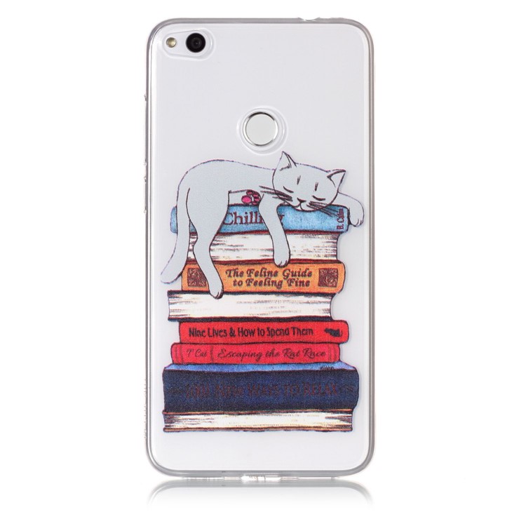 Embossing Pattern Lightweight Soft TPU Phone Back Shell for Huawei P8 Lite (2017) / Honor 8 Lite - Cat Sleeping on the Books-2