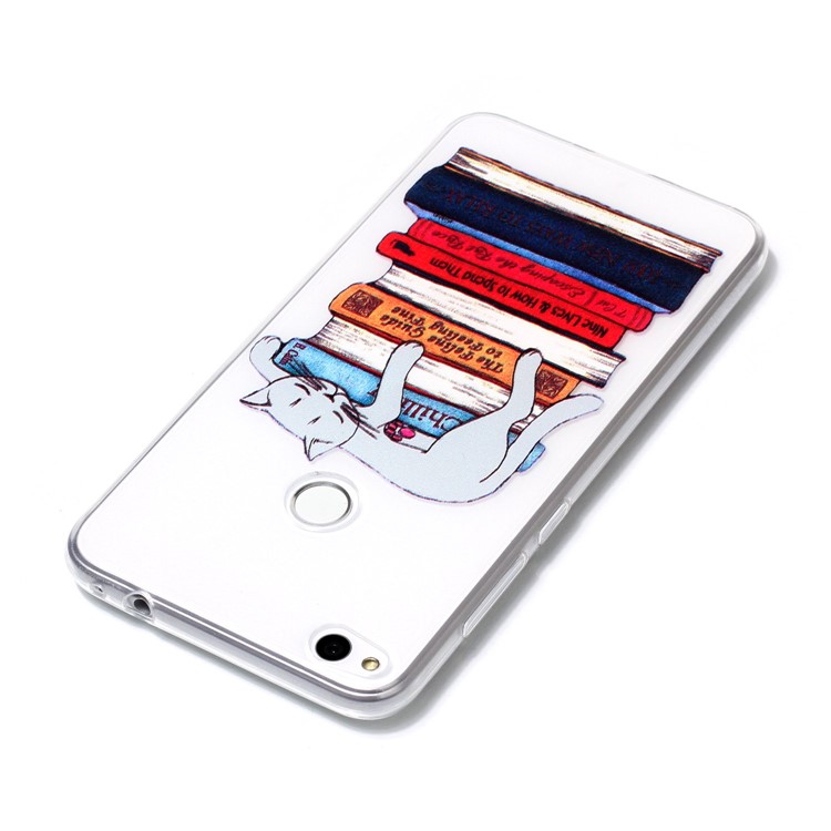 Embossing Pattern Lightweight Soft TPU Phone Back Shell for Huawei P8 Lite (2017) / Honor 8 Lite - Cat Sleeping on the Books-4