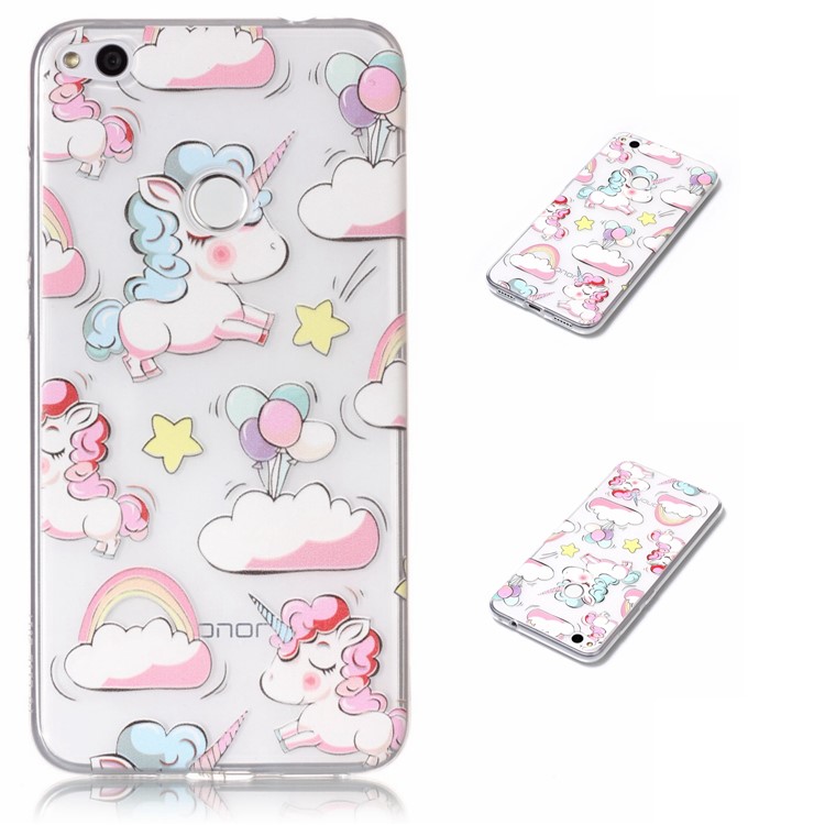 Embossing Pattern Ultra-thin Soft TPU Phone Case Accessory for Huawei P8 Lite (2017) / Honor 8 Lite - Cloud and Unicorn-1