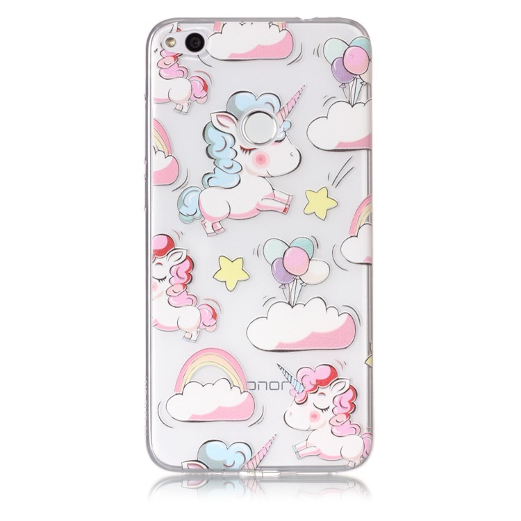 Embossing Pattern Ultra-thin Soft TPU Phone Case Accessory for Huawei P8 Lite (2017) / Honor 8 Lite - Cloud and Unicorn-2