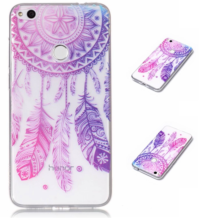 Embossing Pattern Soft TPU Protective Cover for Huawei P8 Lite (2017) / Honor 8 Lite - Feathers-1