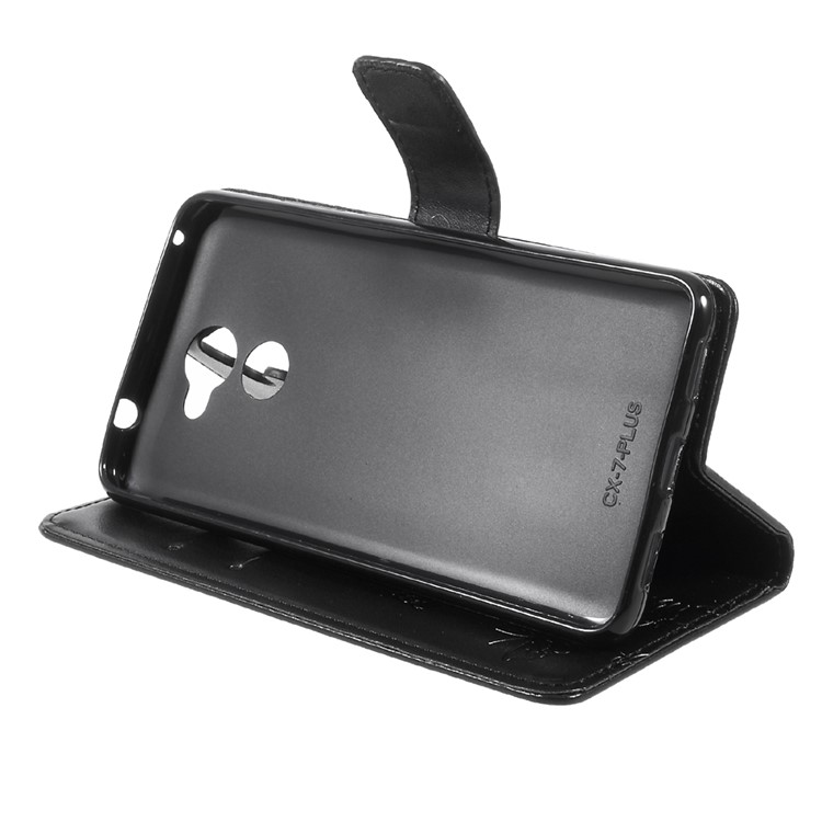 Imprint Butterfly Flower Leather Wallet Case for Huawei Y7 (2017) (Prime Version) - Black-4