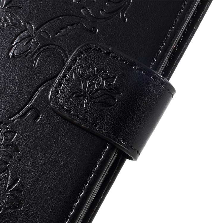 Imprint Butterfly Flower Leather Wallet Case for Huawei Y7 (2017) (Prime Version) - Black-9