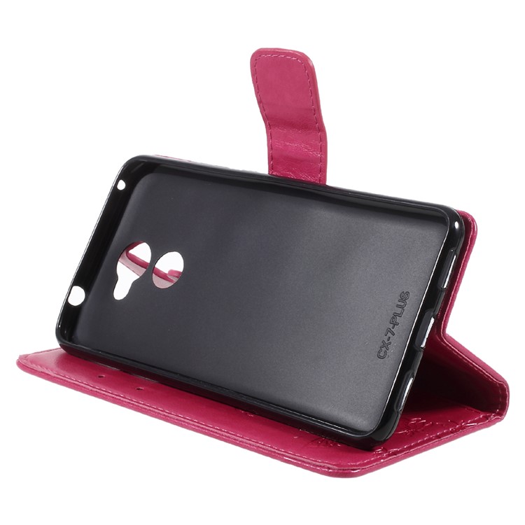Imprint Butterfly Flower Leather Wallet Case Cover for Huawei Y7 (2017) (Prime Version) - Rose-4