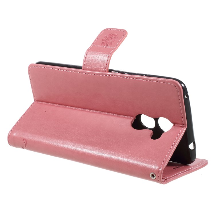Imprint Butterfly Flower PU Leather Wallet Case for Huawei Y7 (2017) (Prime Version) - Pink-5