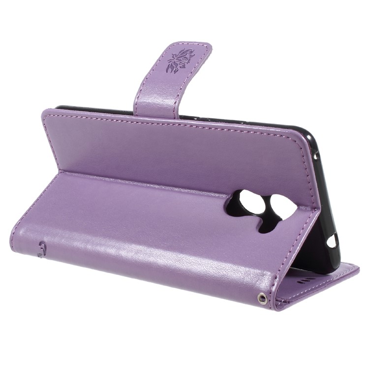 Imprint Butterfly Flower Magnetic Leather Stand Cover for Huawei Y7 (2017) (Prime Version) - Purple-5