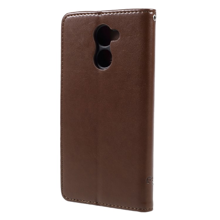 Imprint Butterfly Flower Phone Leather Wallet Case for Huawei Y7 (2017) (Prime Version) - Brown-2