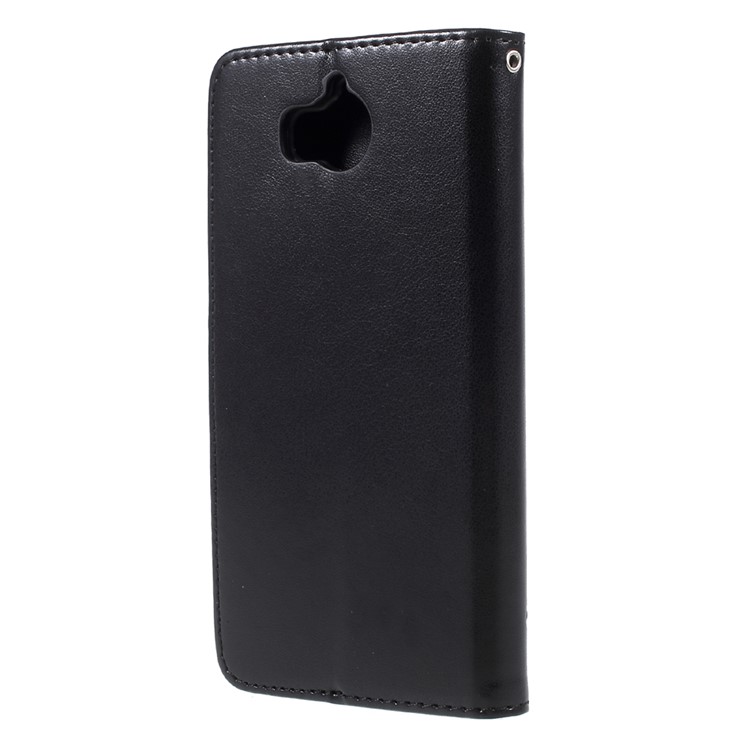 Imprint Butterfly Flower PU Leather Wallet Phone Cover Shell for Huawei Y5 (2017) / Y6 (2017) - Black-2