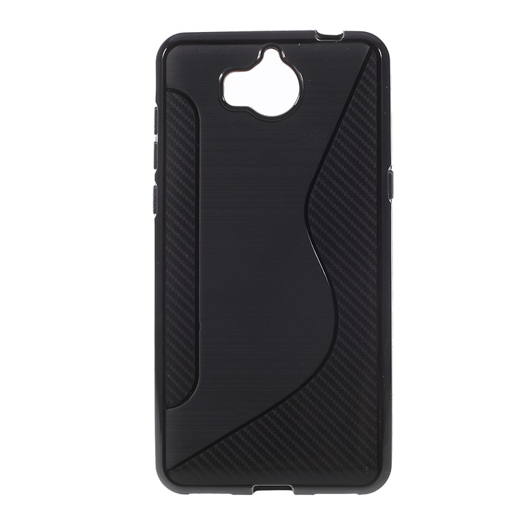 Carbon Fiber Brushed S Shape TPU Phone Case for Huawei Y5 (2017) / Y6 (2017) - Black-1
