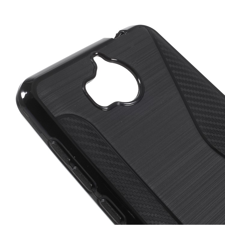 Carbon Fiber Brushed S Shape TPU Phone Case for Huawei Y5 (2017) / Y6 (2017) - Black-4