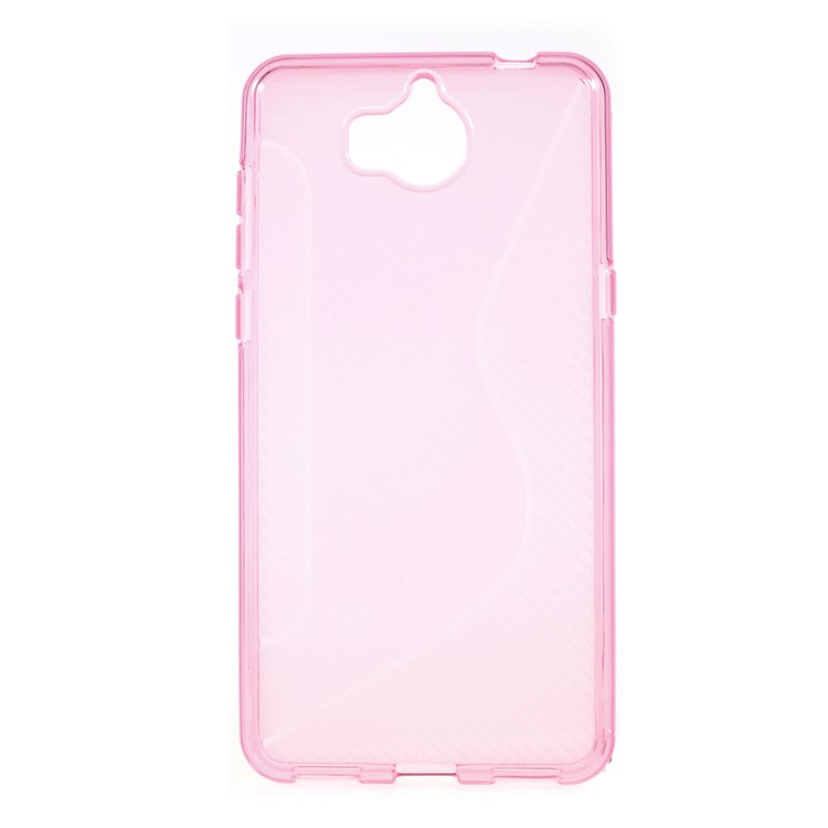 S Shape Brushed Carbon Fiber TPU Phone Cover for Huawei Y5 (2017) / Y6 (2017) - Rose-1